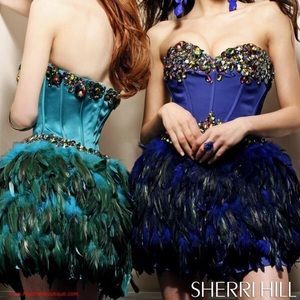 Sherri hill feather cocktail dress